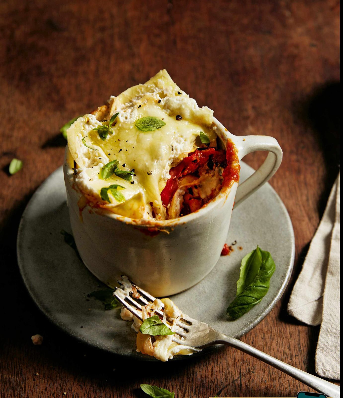 Vegetarian mug lasagne | BBC Good Food Magazine January 2023