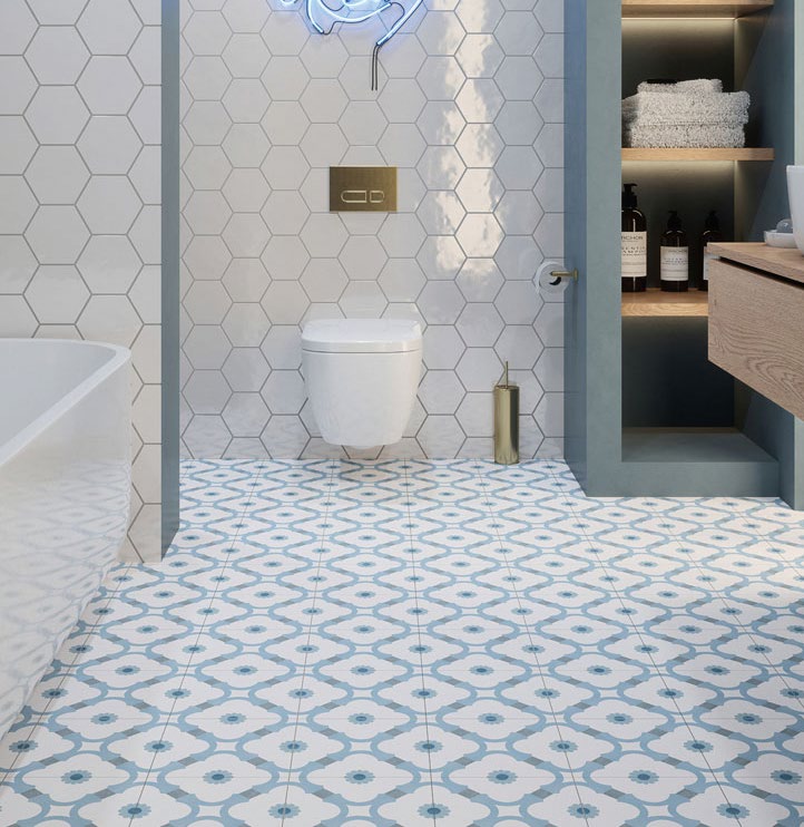 Bathroom Floor Tiles Blue Pattern | Floor Roma